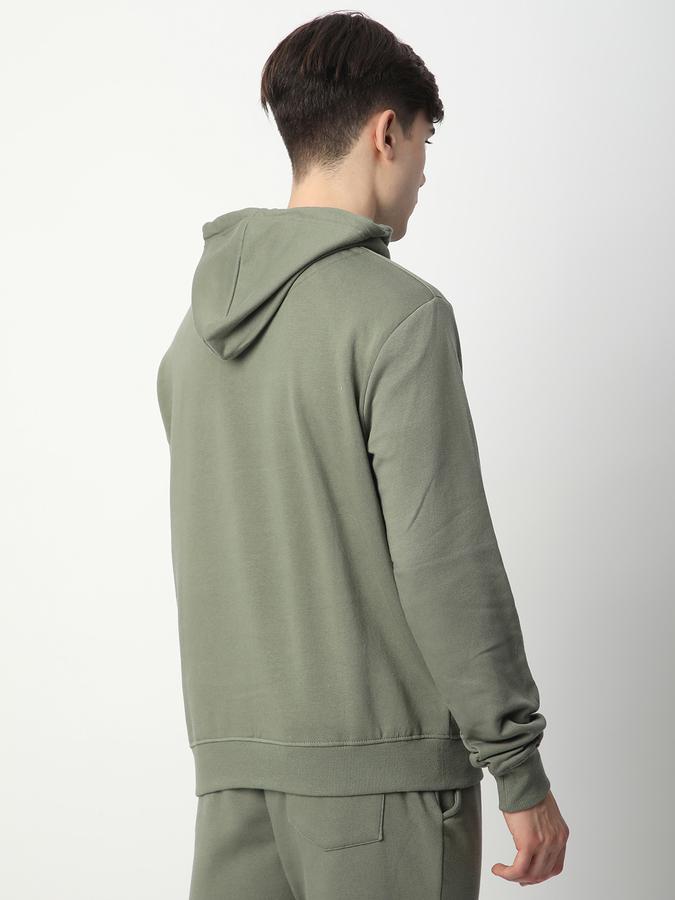 Men Fleece Regular Fit Hooded Graphic Sweatshirt