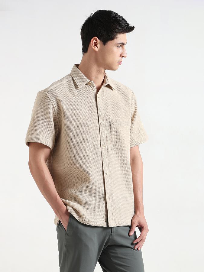 Men Textured Loose Fit Shirt with Patch Pocket data-index=