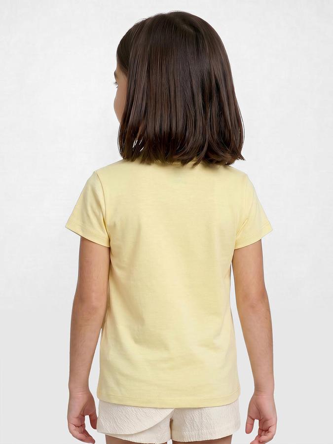 R&B Yellow Girls Printed Short Sleeves Tshirt