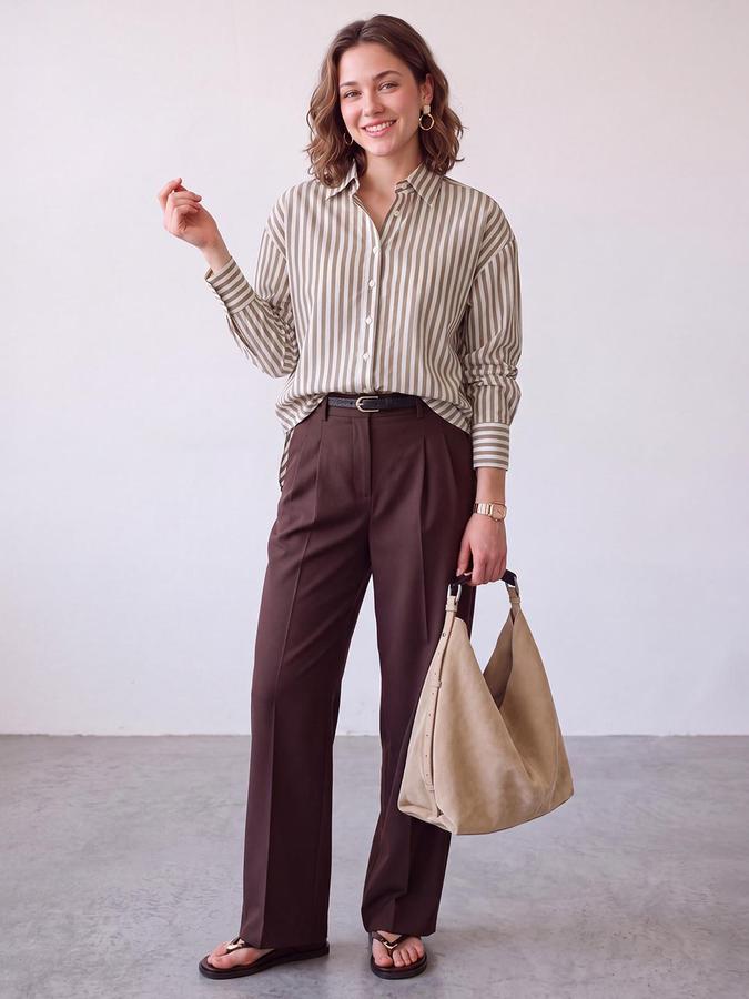 R&B Women Yellow Vertical Stripes Long Sleeves Regular Fit Shirt