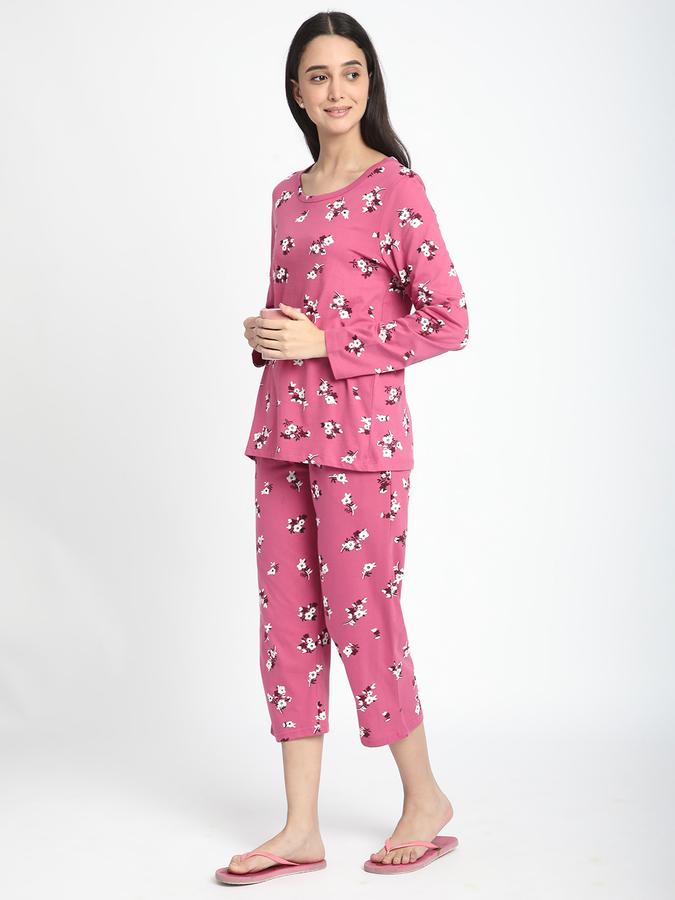 Women Cotton Relaxed Fit Drawstring Printed Capri Pants