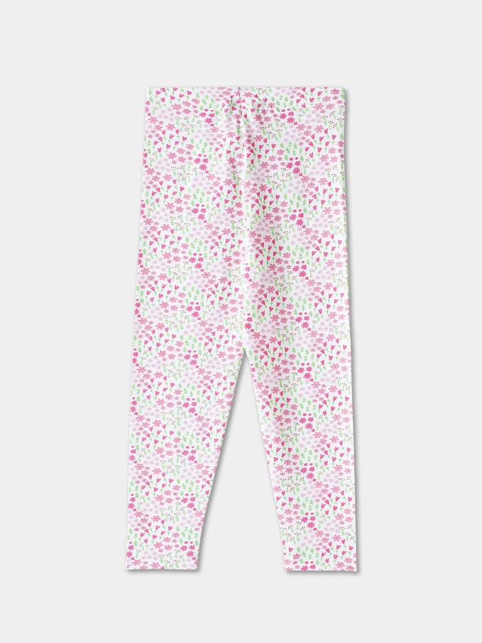 Girls Cotton Blend Skinny Fit Elastic Waist Printed Leggings