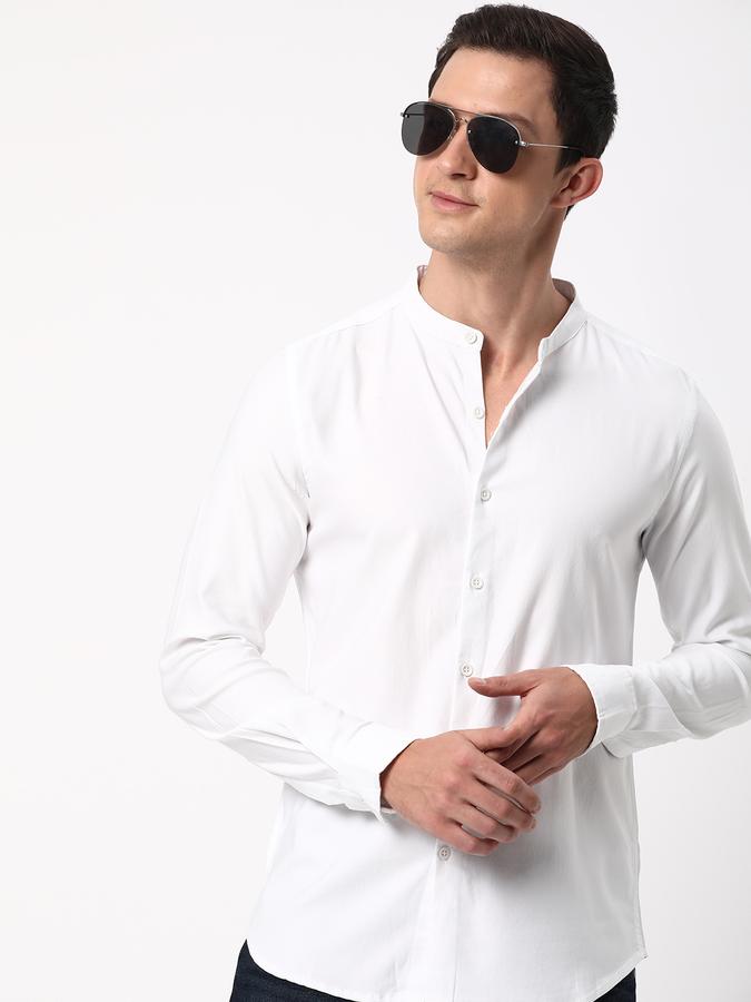 R&B Men White Casual Shirts