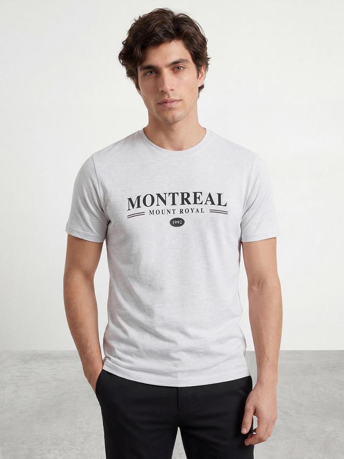 R&B Cream Men Printed Short Sleeves Tshirt