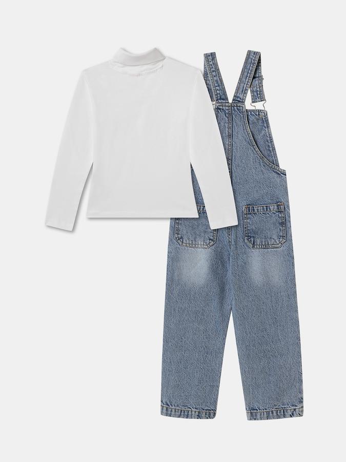 Dungaree For Girls Casual Printed Denim image number 1