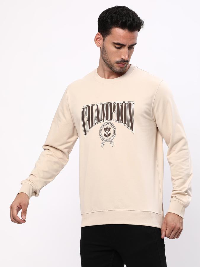 Men Fleece Regular Fit Crew Neck Graphic Sweatshirt