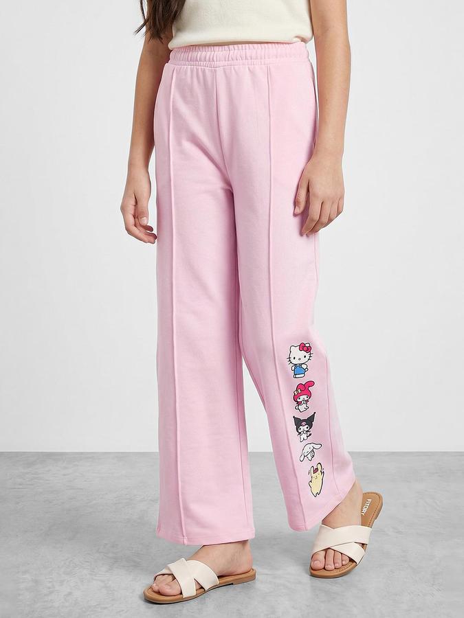 R&B Girl Pink Wide Leg Graphic Track Pants 
