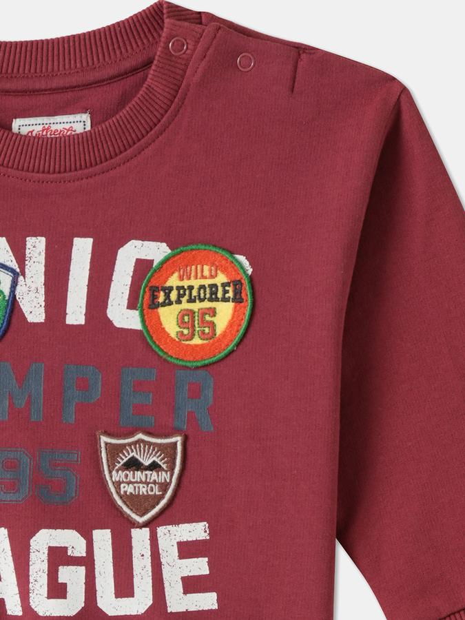 R&B Boys' Maroon Printed Sweatshirt