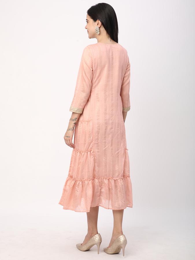 Women Chanderi Embroidered Tiered Ethnic Dress