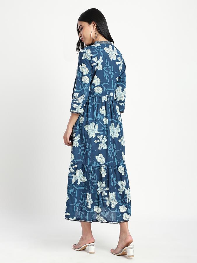 Women Cotton A-Line Maxi Floral Dress