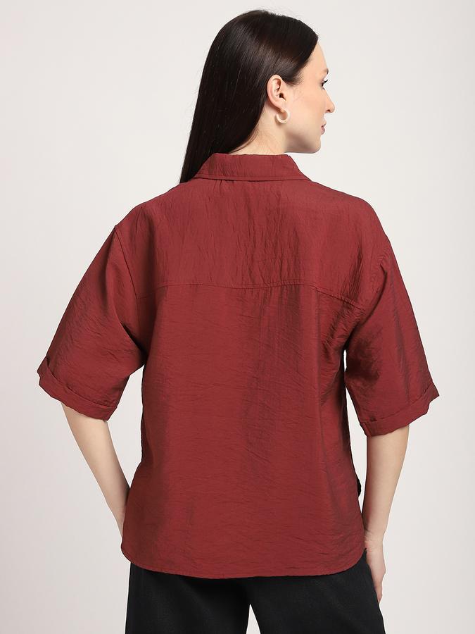 Women Modal Relaxed Fit Collar Half Sleeve Solid Shirt