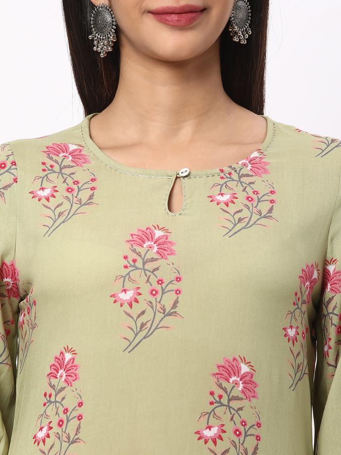 Women Floral Print No Darts Straight Kurta image number 3