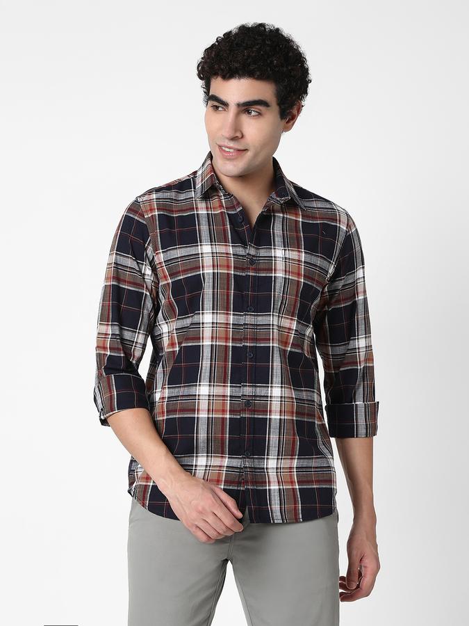 R&B Men's Brown Checked Shirt