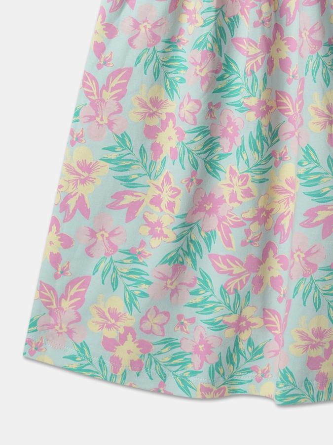 Girls Floral Print A-Line Dress image number 3