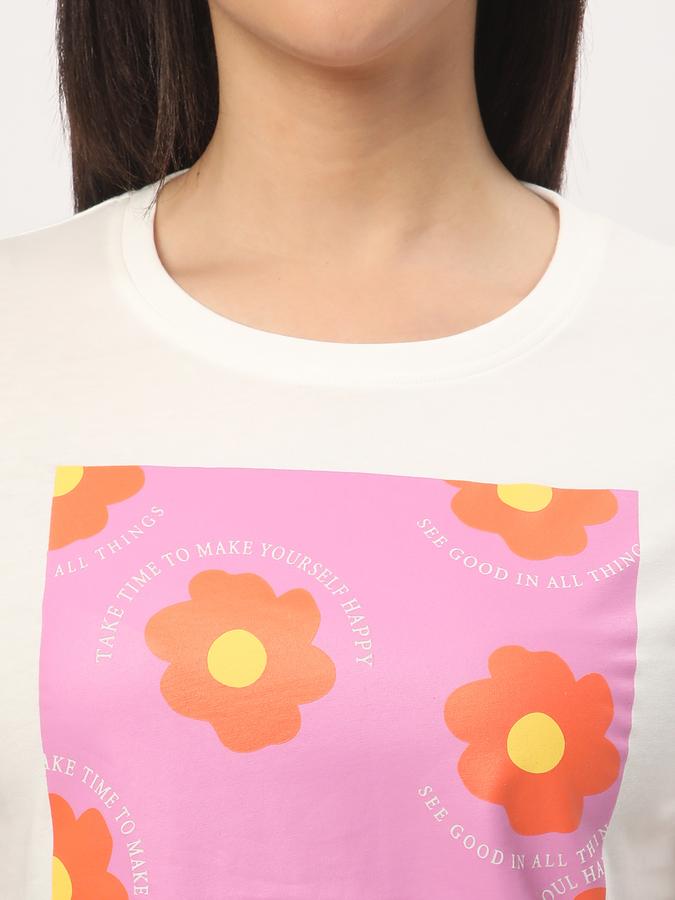 Women Cotton Regular Fit Crew Neck Graphic T-shirt