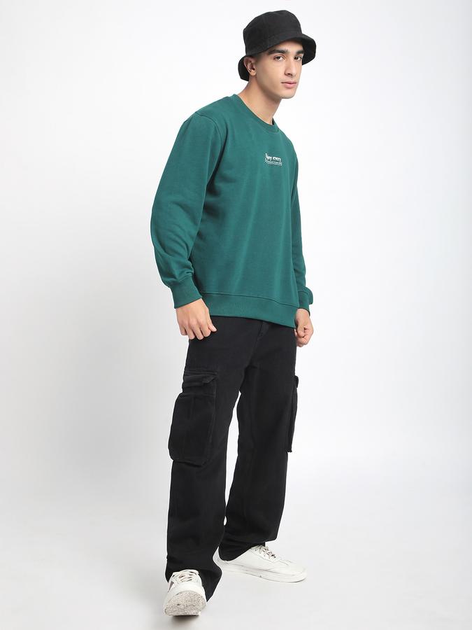 Men Cotton Blend Regular Fit Crew Neck Graphic Sweatshirt