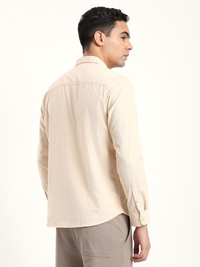 Men Cotton Regular Fit Shirt Collar Textured Shirt