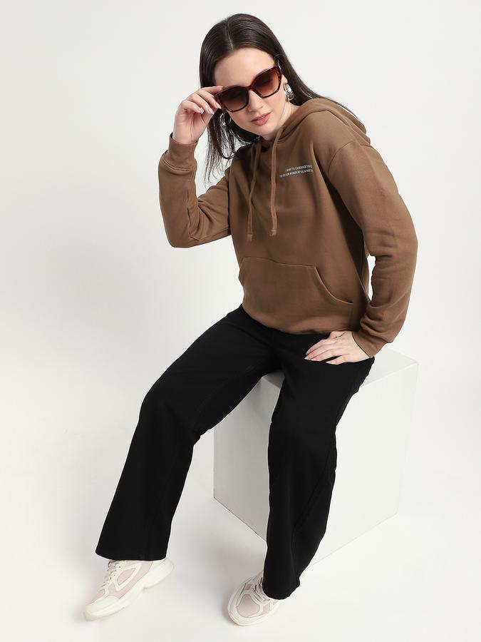 R&B Women Brown Typography Hoodie