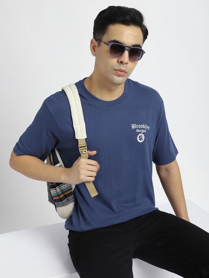Men Cotton Relaxed Fit Crew Neck Graphic T-shirt