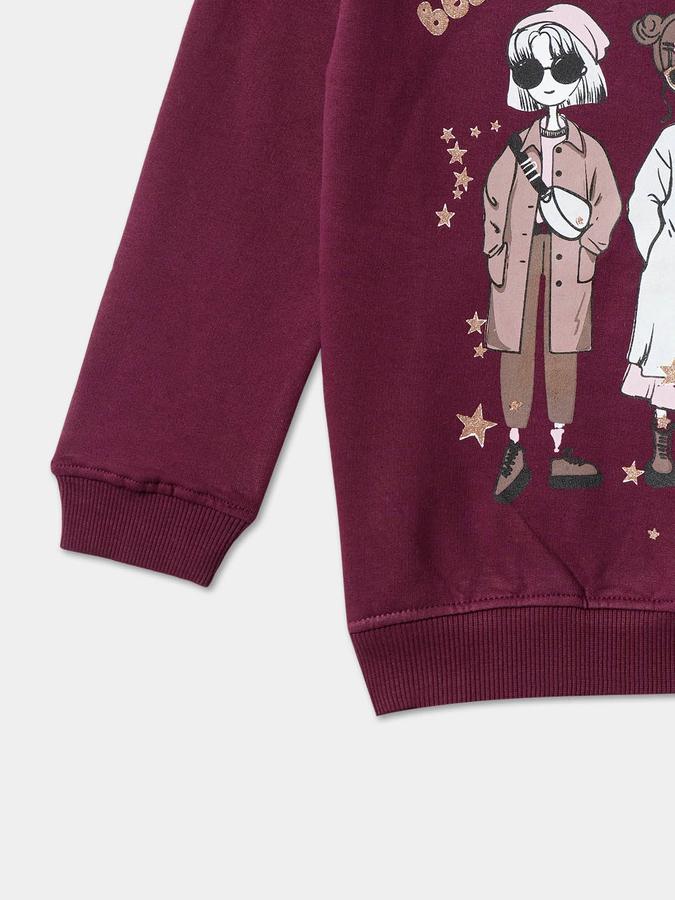 Girls Graphic Regular Fit Full Sleeve Crew Neck SweaT-Shirt