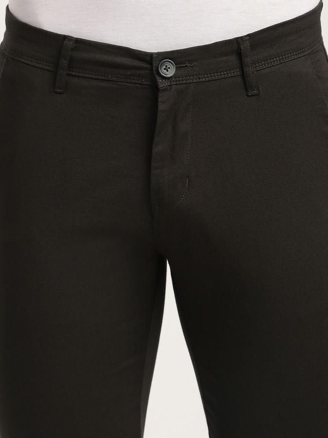R&B Men Black Solid Regular Fit Trousers