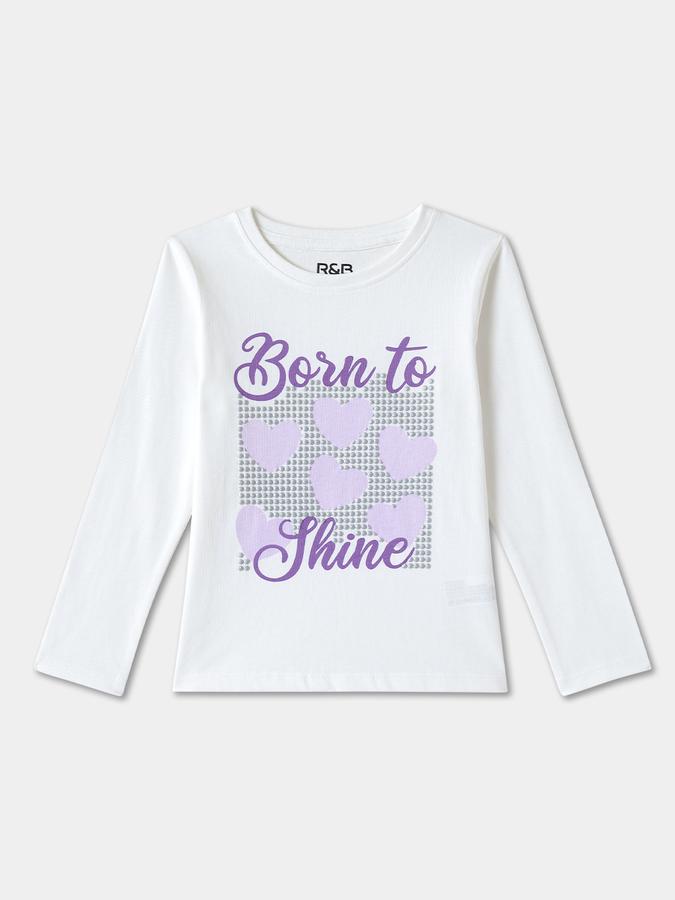 Girls Cotton Regular Fit Crew Neck Graphic T-shirt