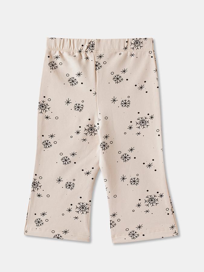 R&B Girls' Beige Printed Trousers