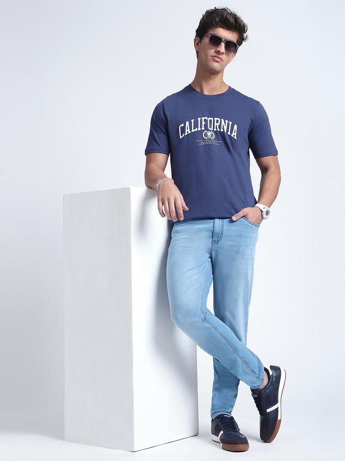 Men Cotton Blend Carrot Fit Five Pocket Washed Pants