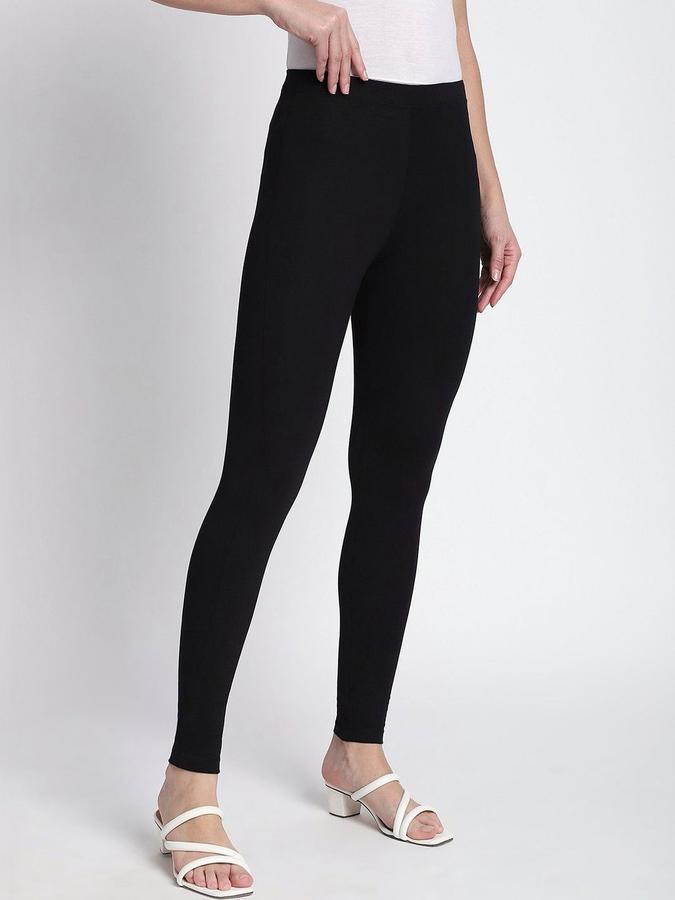 R&B Women Black Solid Leggings