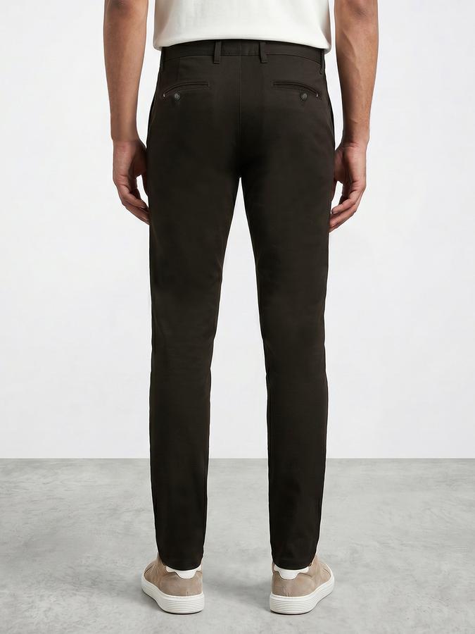 R&B Men's Olive Slim Fit Trousers