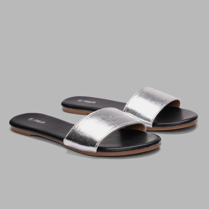 R&B Women's Silver Slip On Sandals image number 0