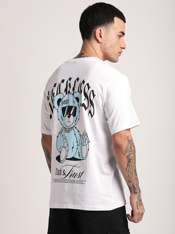 R&B Men's White Printed T-Shirt