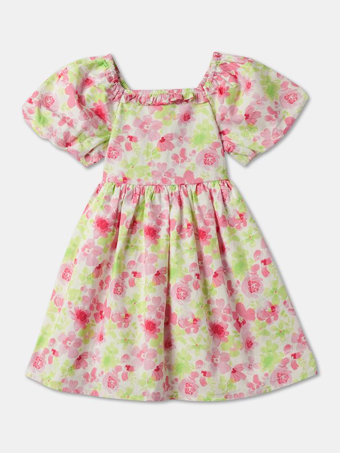 Girls Floral Print Fit & Flare Dress