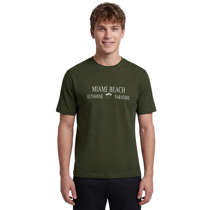 R&B Men Green Cotton Printed Round Neck T-Shirt