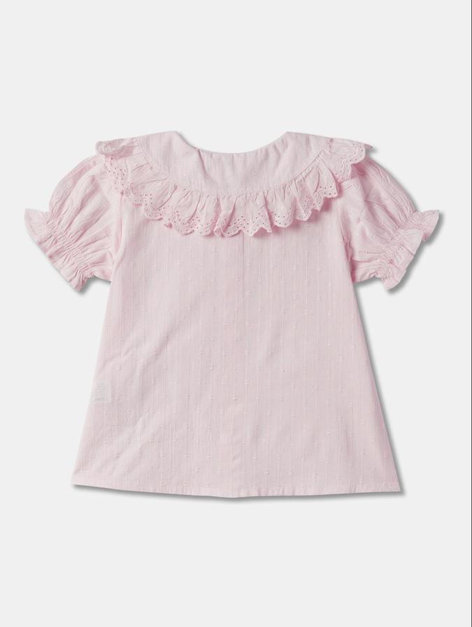 R&B Girls Pink Short Sleeves Solid Top