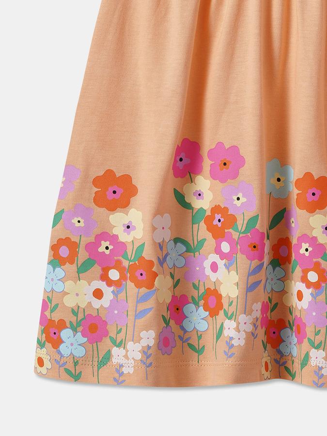 Girls Floral Print A-Line Dress image number 3