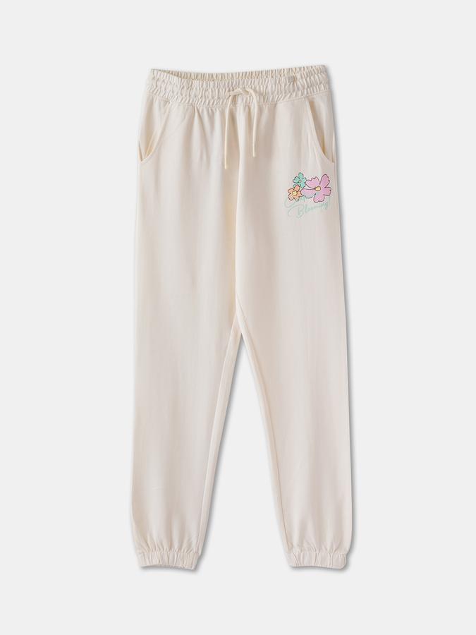 Girls Cotton Regular Fit Drawstring Waist Cuffed Hem Joggers