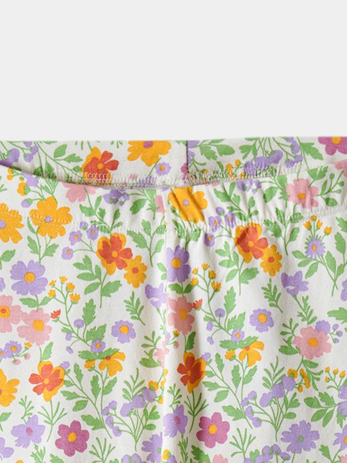 Girls Cotton Skinny Fit Elastic Waist Printed Leggings