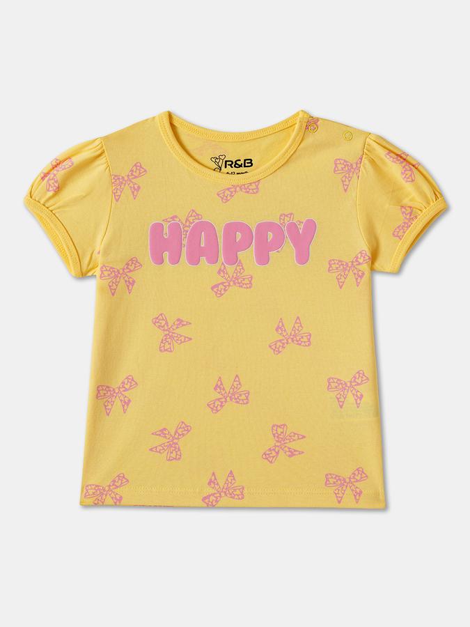 R&B Baby Girls Graphic Print Pure Cotton Regular T Shirt
