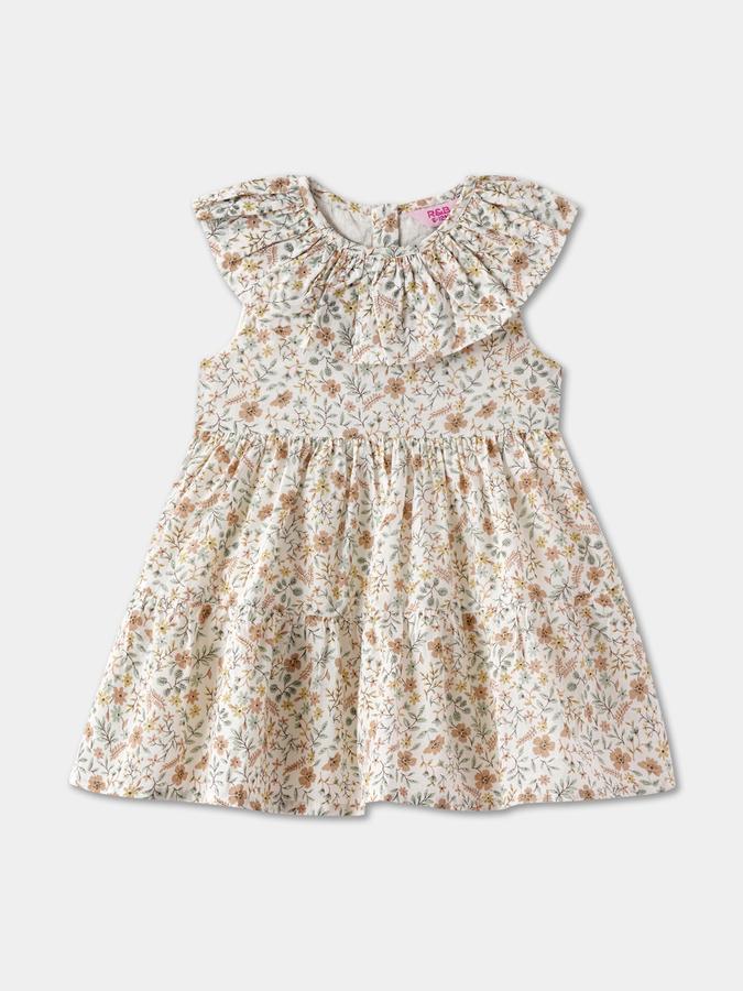R&B Girls' Beige Printed Dress
