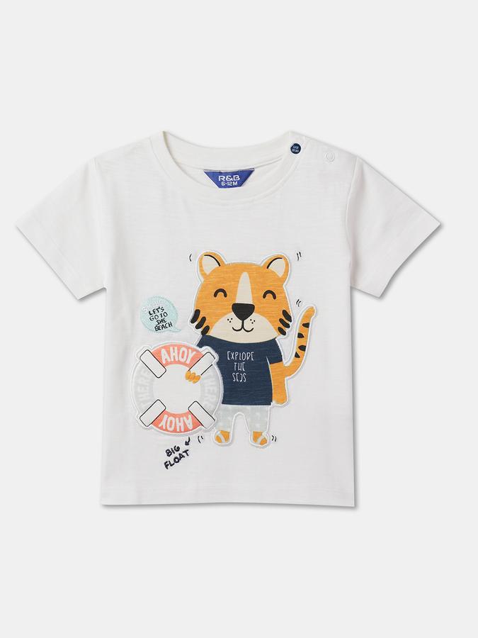 Boys Graphic Print Relaxed Fit Round-Neck T-Shirt image number 0