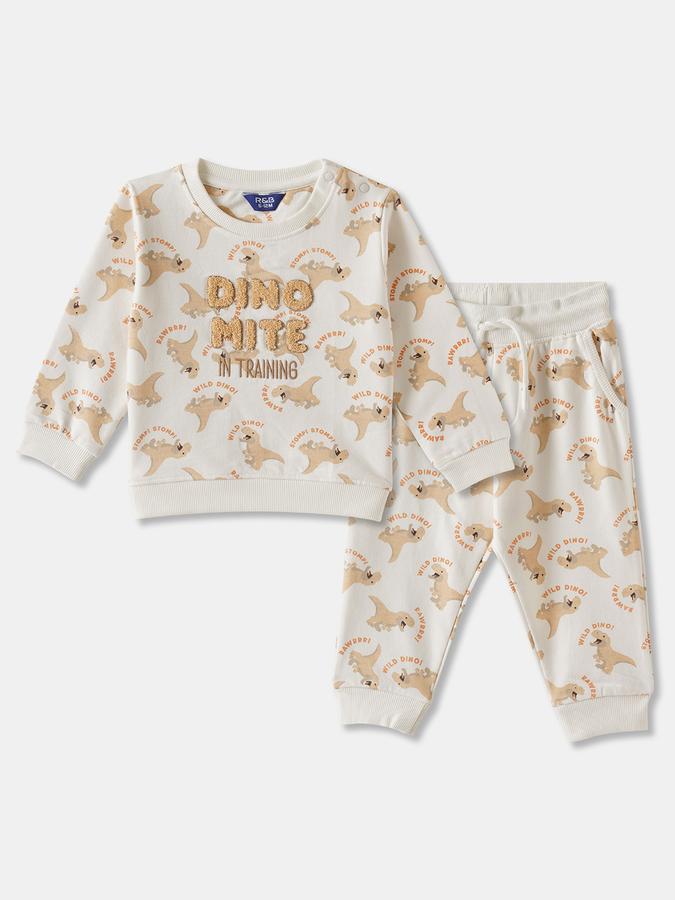 Boys Cotton Applique Sweatshirt And Graphic Trousers Set