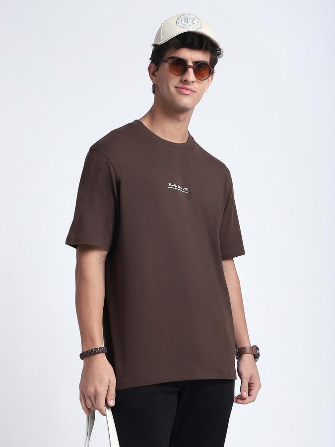 Men Cotton Relaxed Fit Crew Neck Solid T-shirt