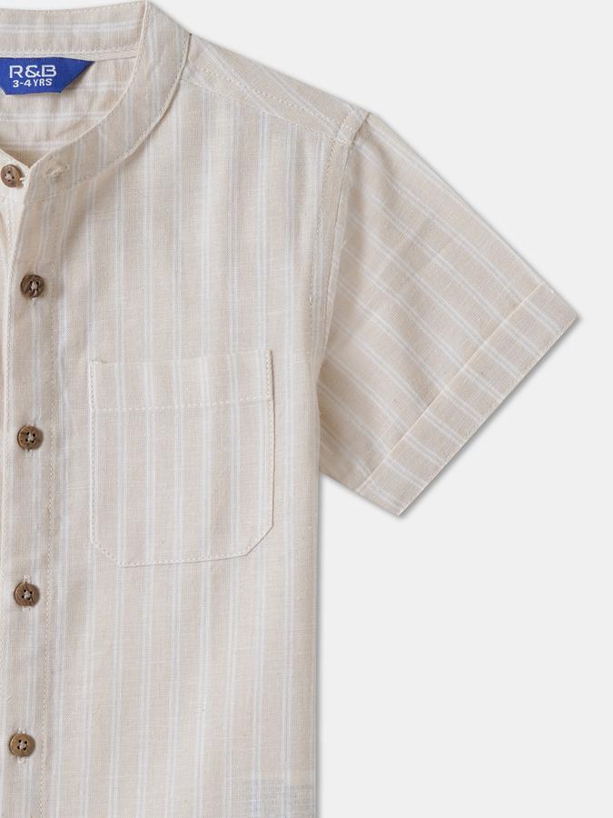 Boys Cotton Regular Fit Short Sleeve Striped Shirt