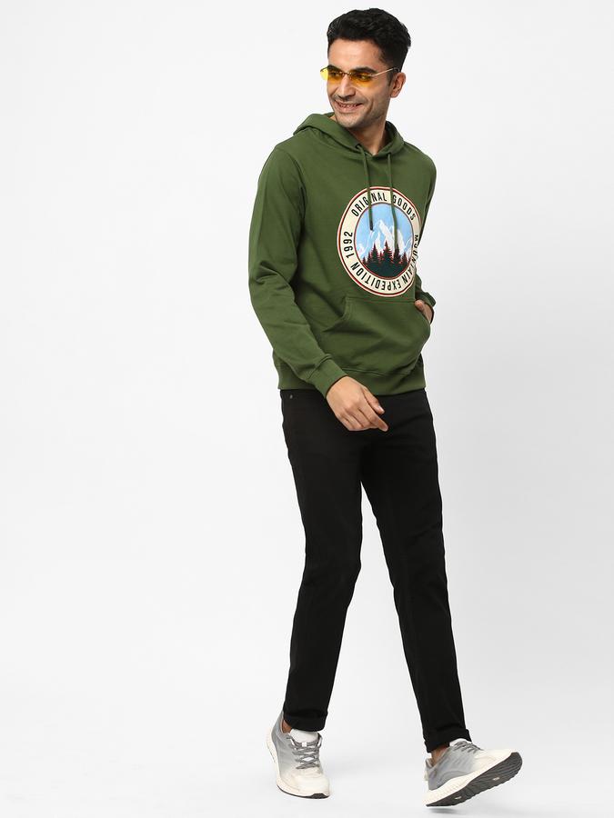 Men Cotton Regular Fit Hooded Graphic Sweatshirt
