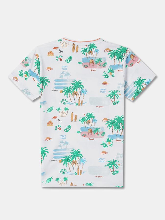Boys Tropical Print Round-Neck Relaxed Fit T-Shirt image number 1