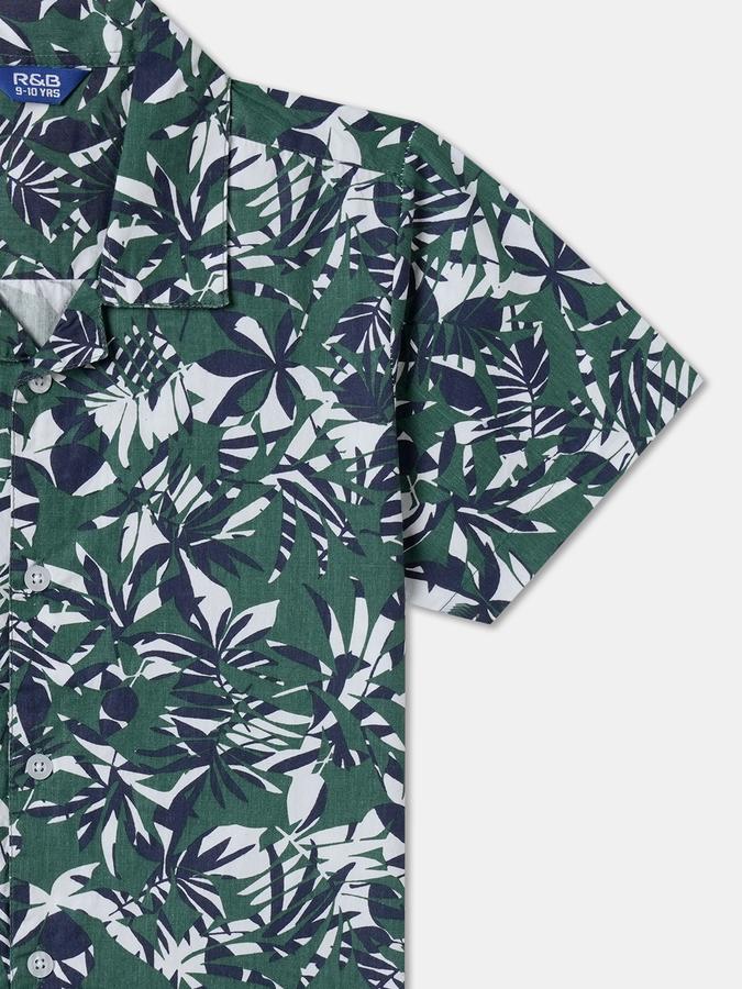 Boys Regular Fit Short Sleeve Camp Collar Shirt