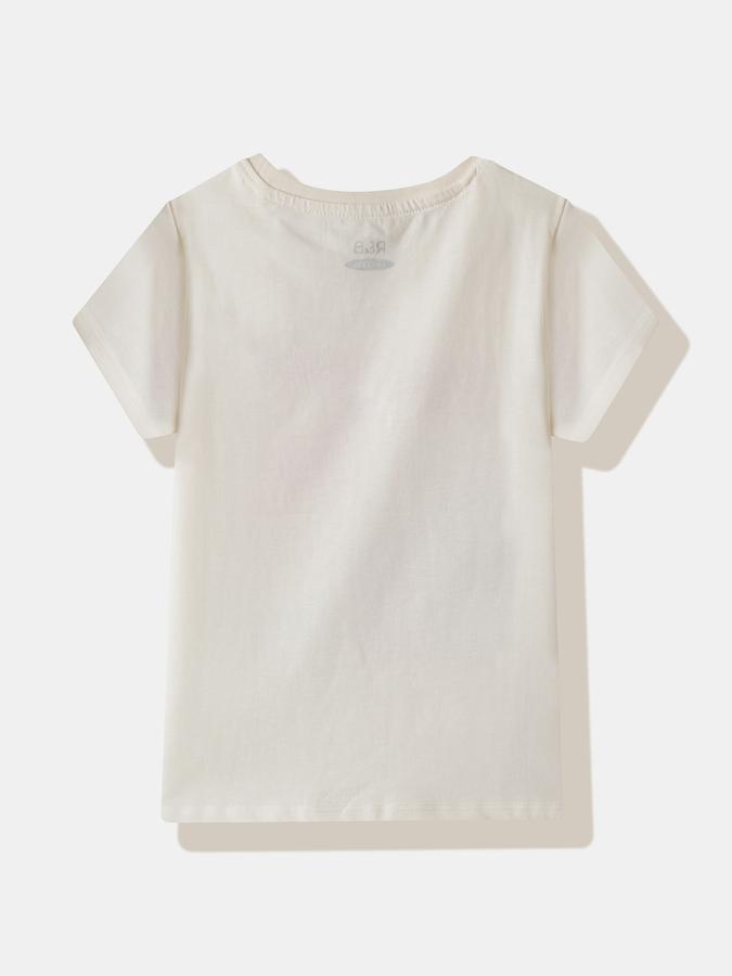 Girls Cotton Regular Fit Crew Neck Graphic T-shirt