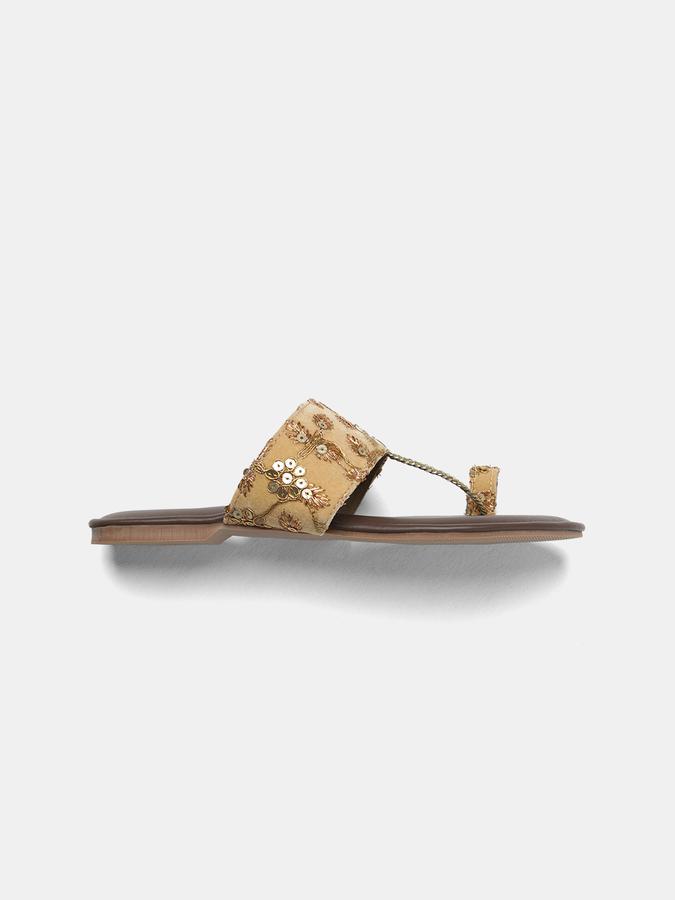 R&B Women Gold Flat Sandals image number 1