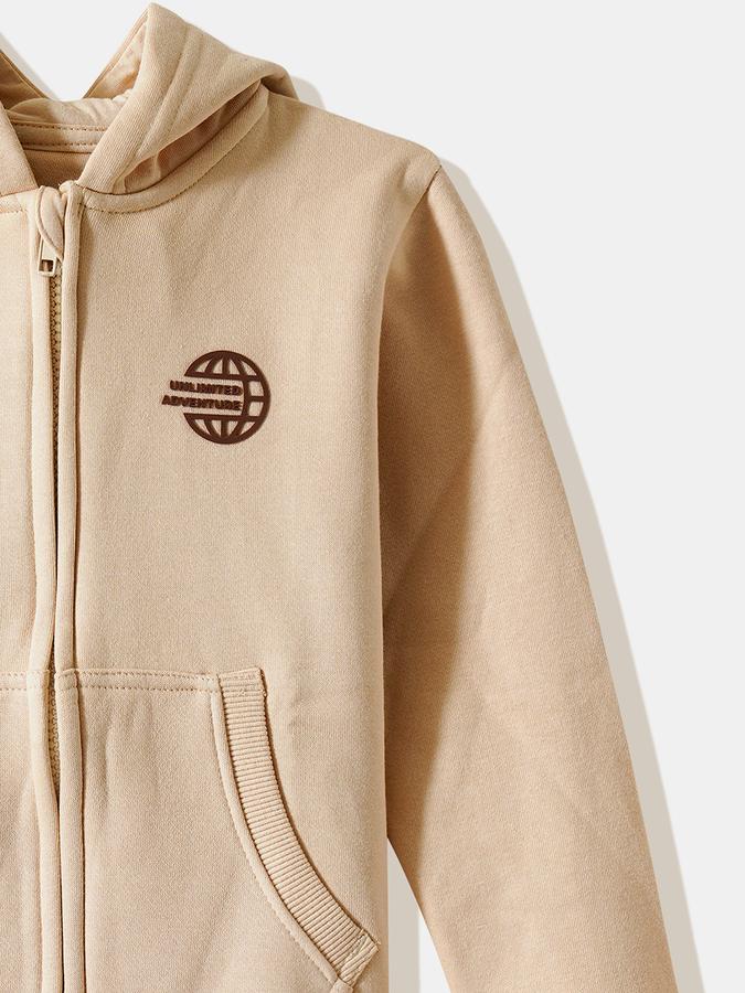 Boys Cotton Hooded Zip Up Solid Jacket